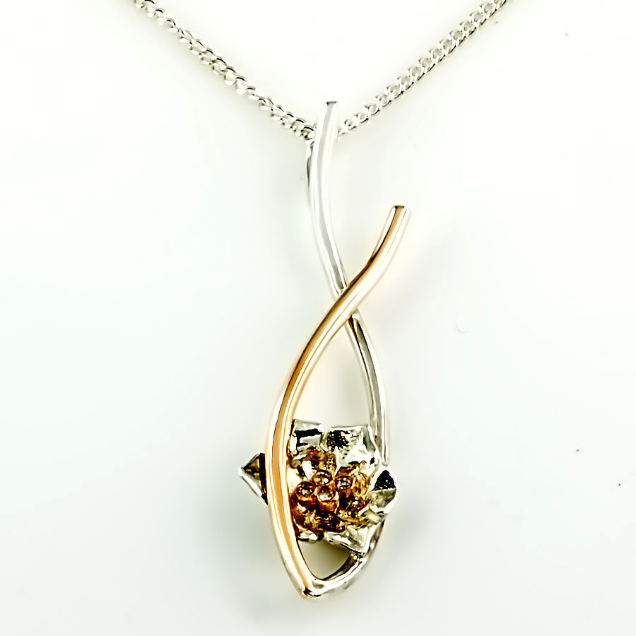 Silver & 9ct rose gold Clogau Pendant with chain